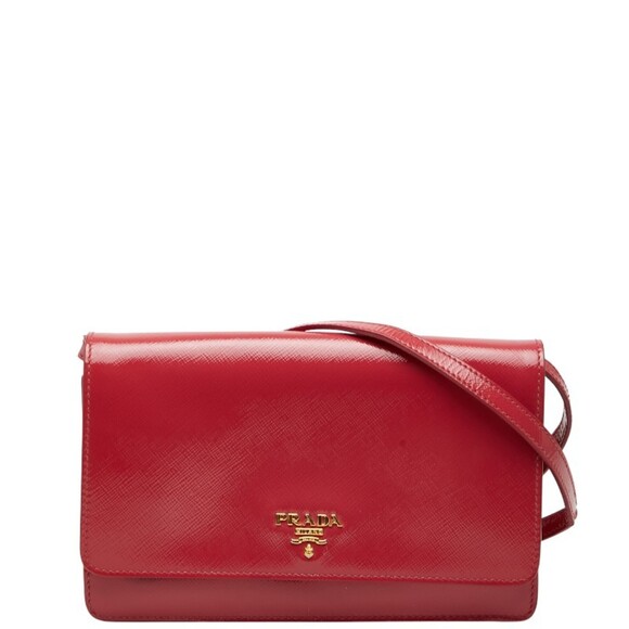 Prada Logo Shoulder Bag/Wallet 1M1361 Pink Saffiano Leather Women's PRADA